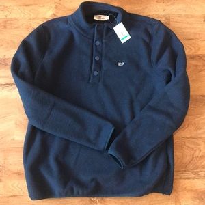 NWT Vineyard Vines Solid Navy Snap Pullover